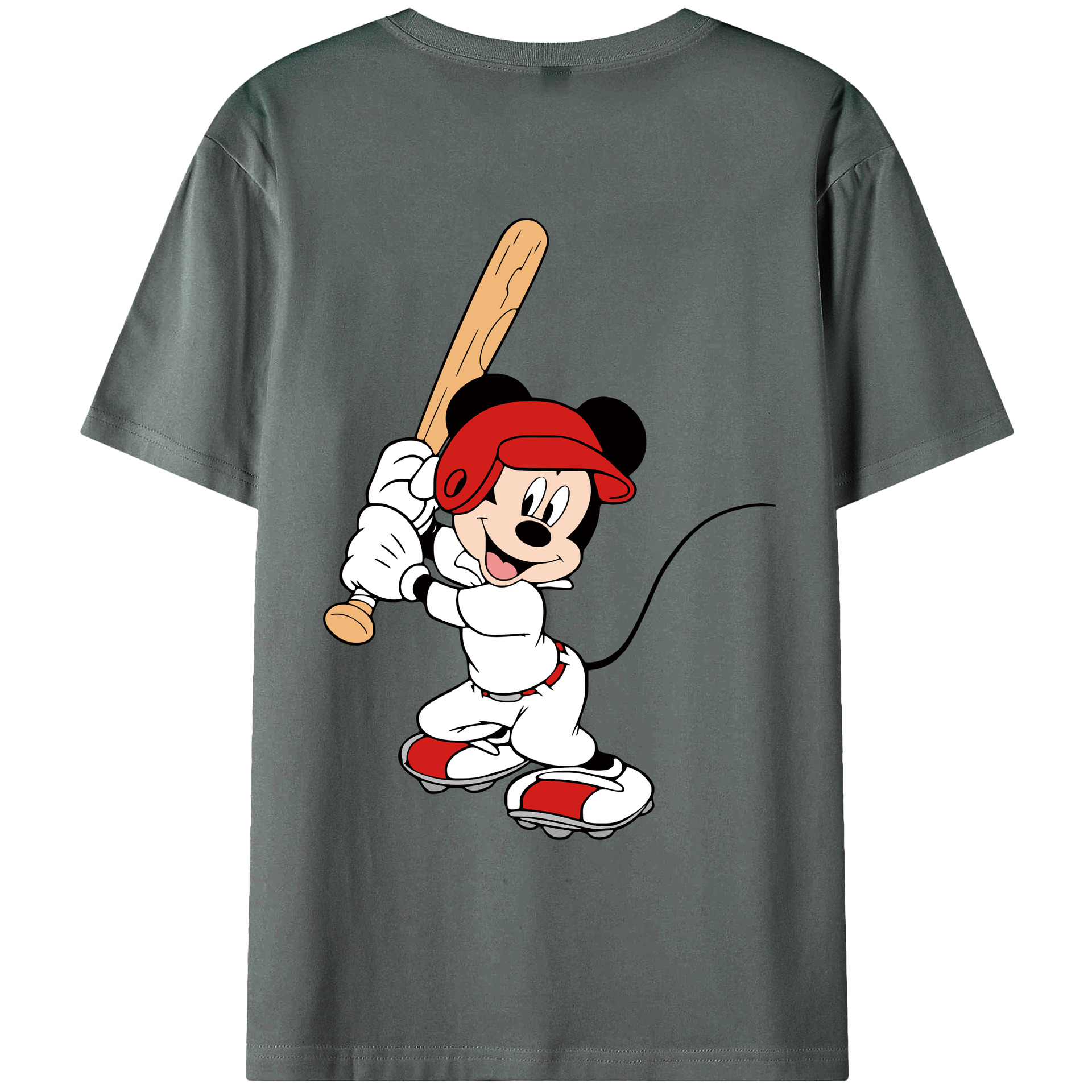 ミッキーマウス Mickey Mouse 綿100％ メンズ半袖Tシャツ（バックプリント） 通気性